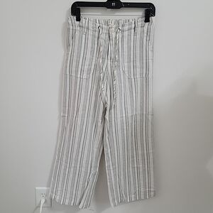 Just Living Pants Womens Small Striped Linen And Cotton Drawstring Lagenloook